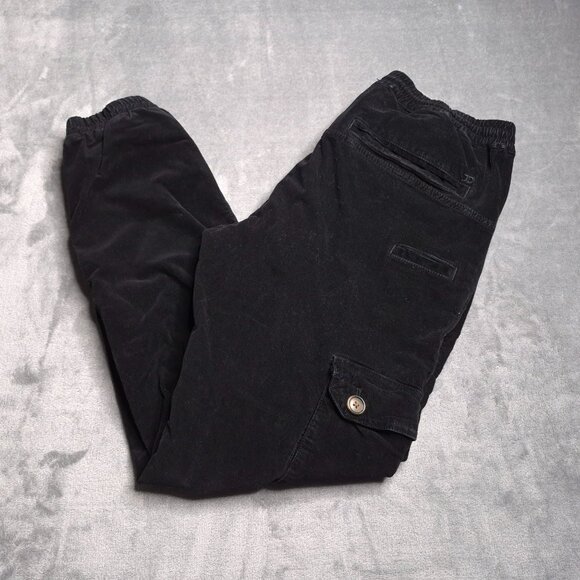 Joes Jeans Corduroy Cargo Jogger Pants Slim Tapered Fit S Black Elastic Waist - Picture 1 of 8
